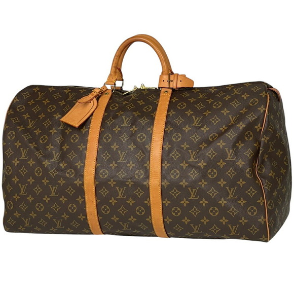 Louis Vuitton Brown Bag Monogram Travel Keepall Handbag Business Boston - Picture 1 of 8